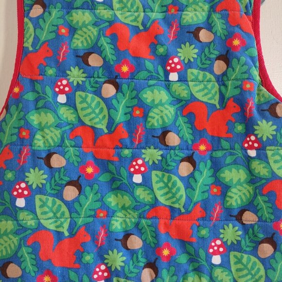 Toby Tiger Reversible Corduroy Vest/Gilet Red Squirrel Retro Kid/Youth 5/6 Yrs - Picture 4 of 10